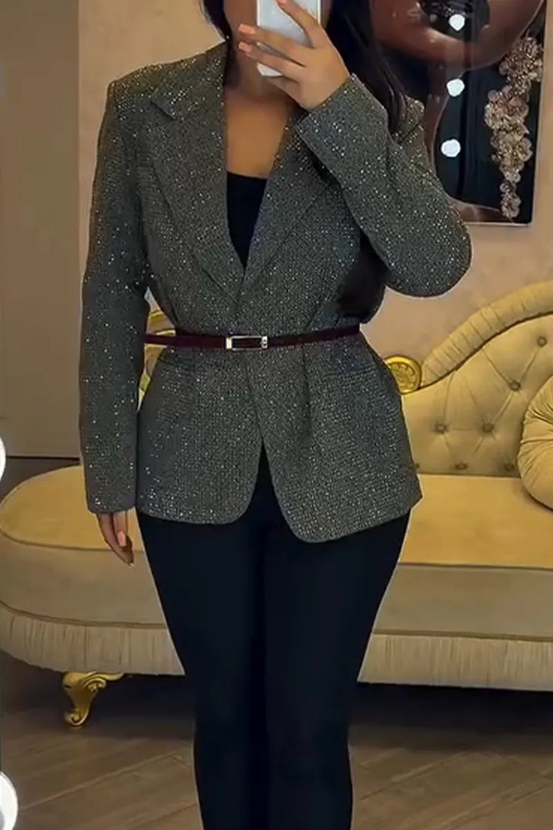 Women's Lapel Shimmer-Finish Temperament Commuter Blazer