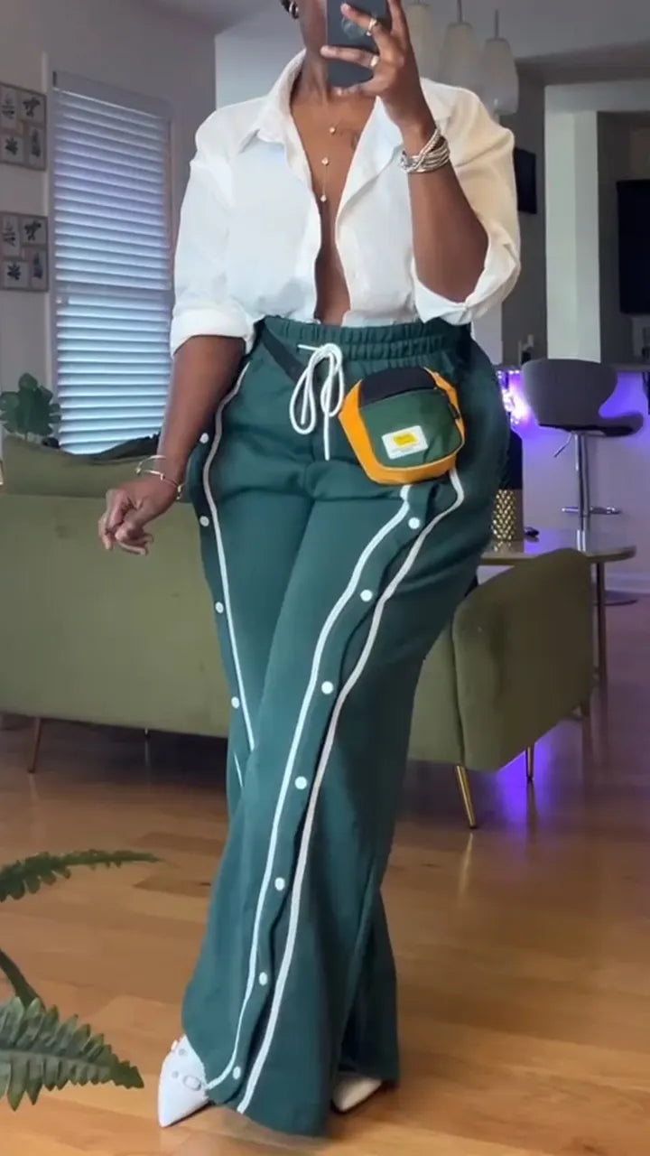 Women Collar Shirt+ Breasted Pants Set