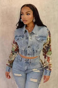 Women's Rock Style Print Stretch Slim Fit Denim Jacket
