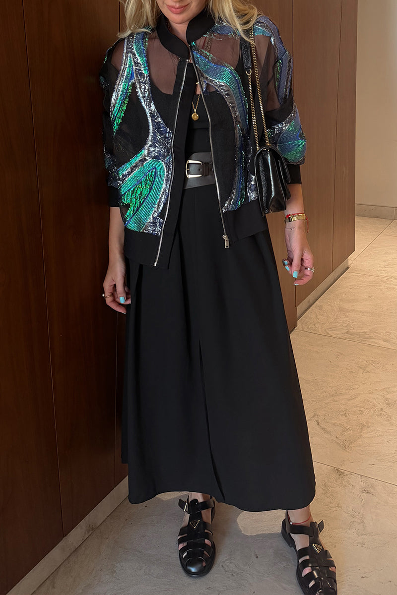 Women's Casual Mesh Patchwork Sheer Jacket