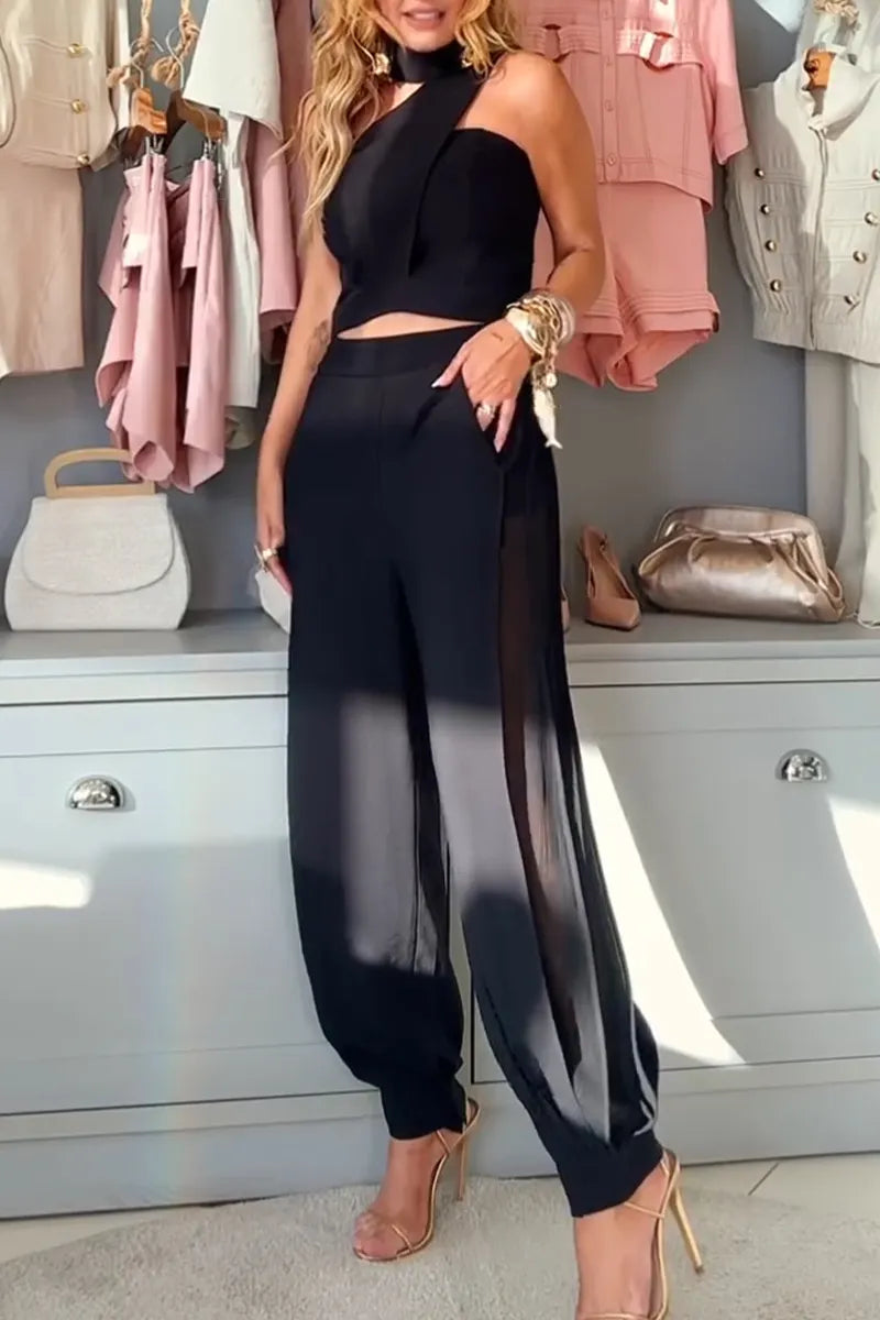 Women's Neck Hanging Top+ Pants Sexy Temperament Casual Suit