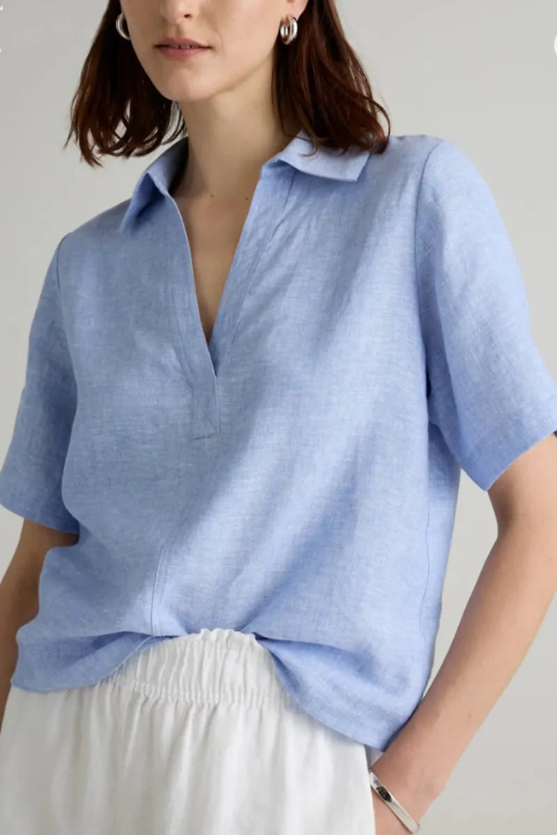 Women's Simple Casual Lapel Short Sleeve Top