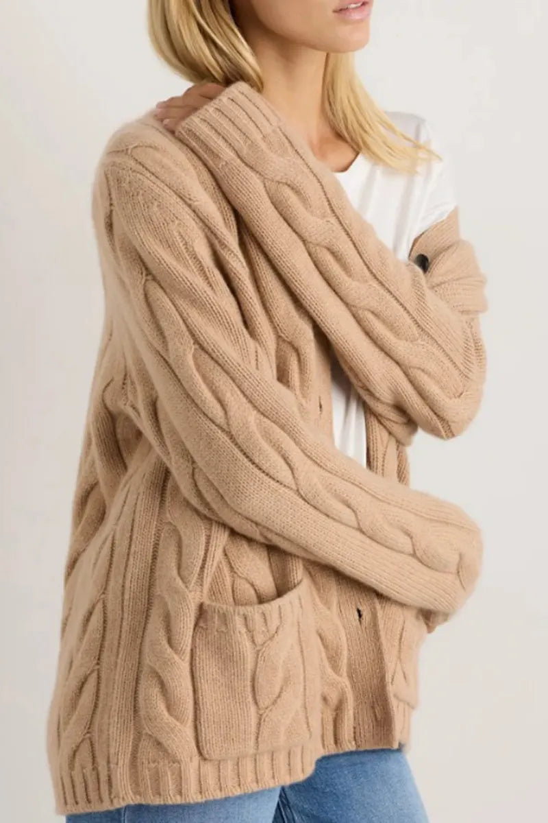 Women's Casual Loose Cable Knit Cardigan