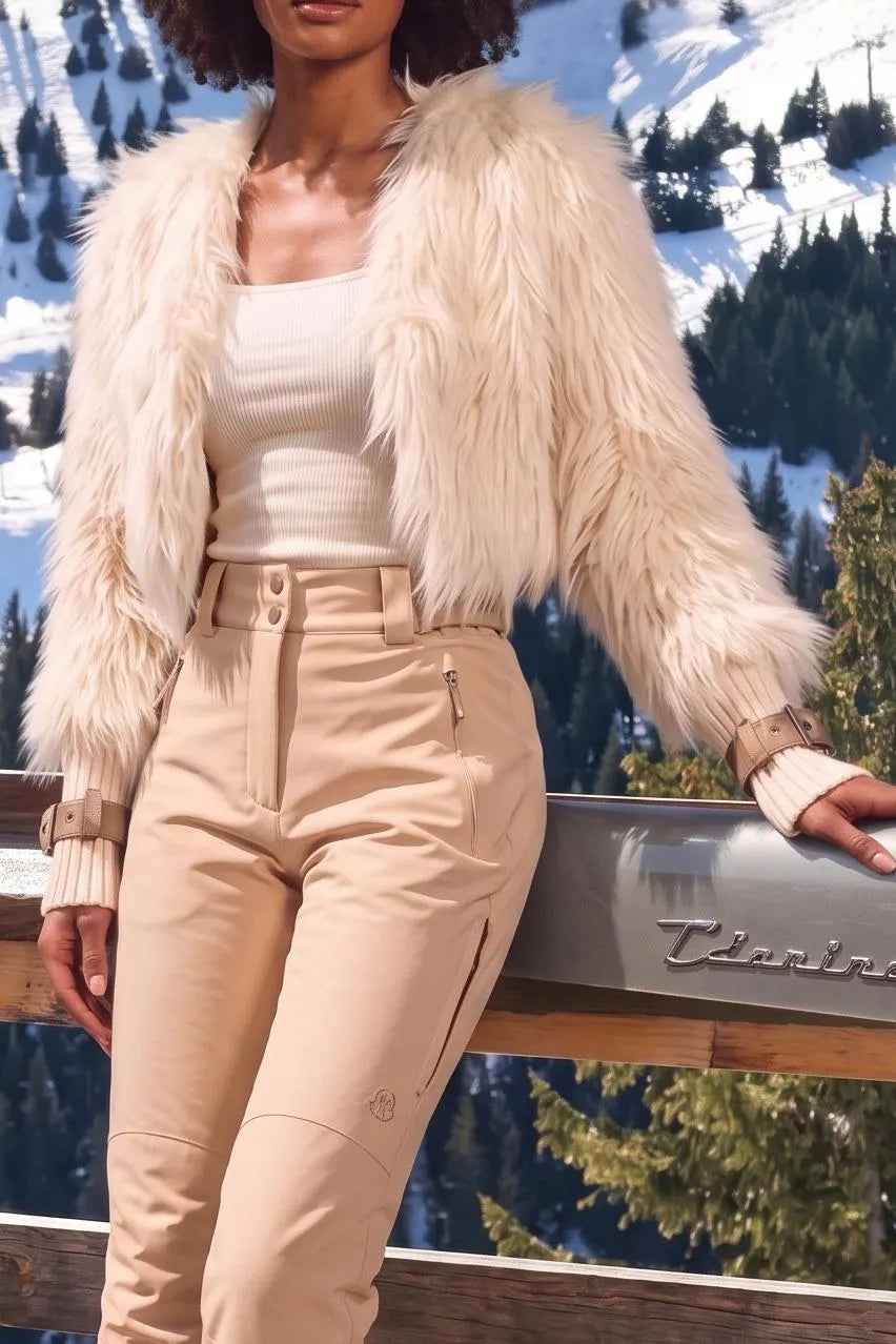 Women's Faux Fur Cropped Shaggy Jacket Fuzzy Open Front Winter Bolero Cardigan Coat