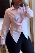 Women's Collar Patchwork Solid Color Casual Irregular Shirt