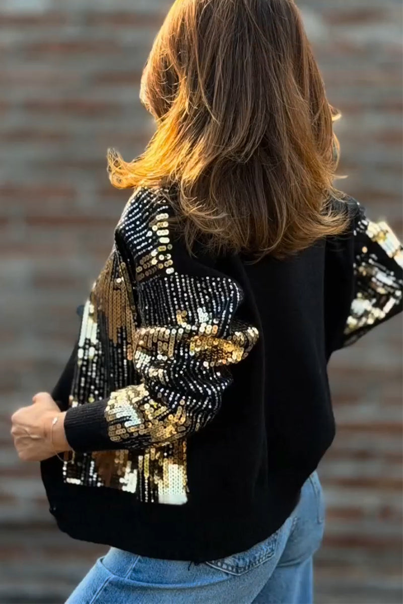 Women's V-neck Casual Sequin Knitted Cardigan