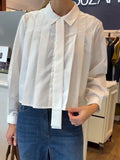 Women Collared Pleated Top + Jeans Casual Suit