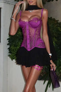 Women's Sexy Camisole Lace Patchwork See Through Fishbone Top