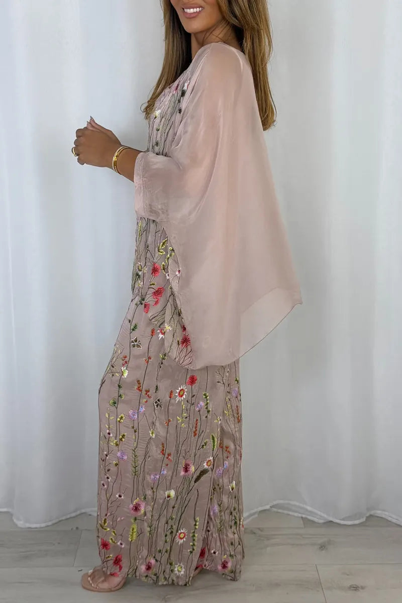 Women U-neckfloral Pattern Top+Wide Leg Pants Loose Casual Set