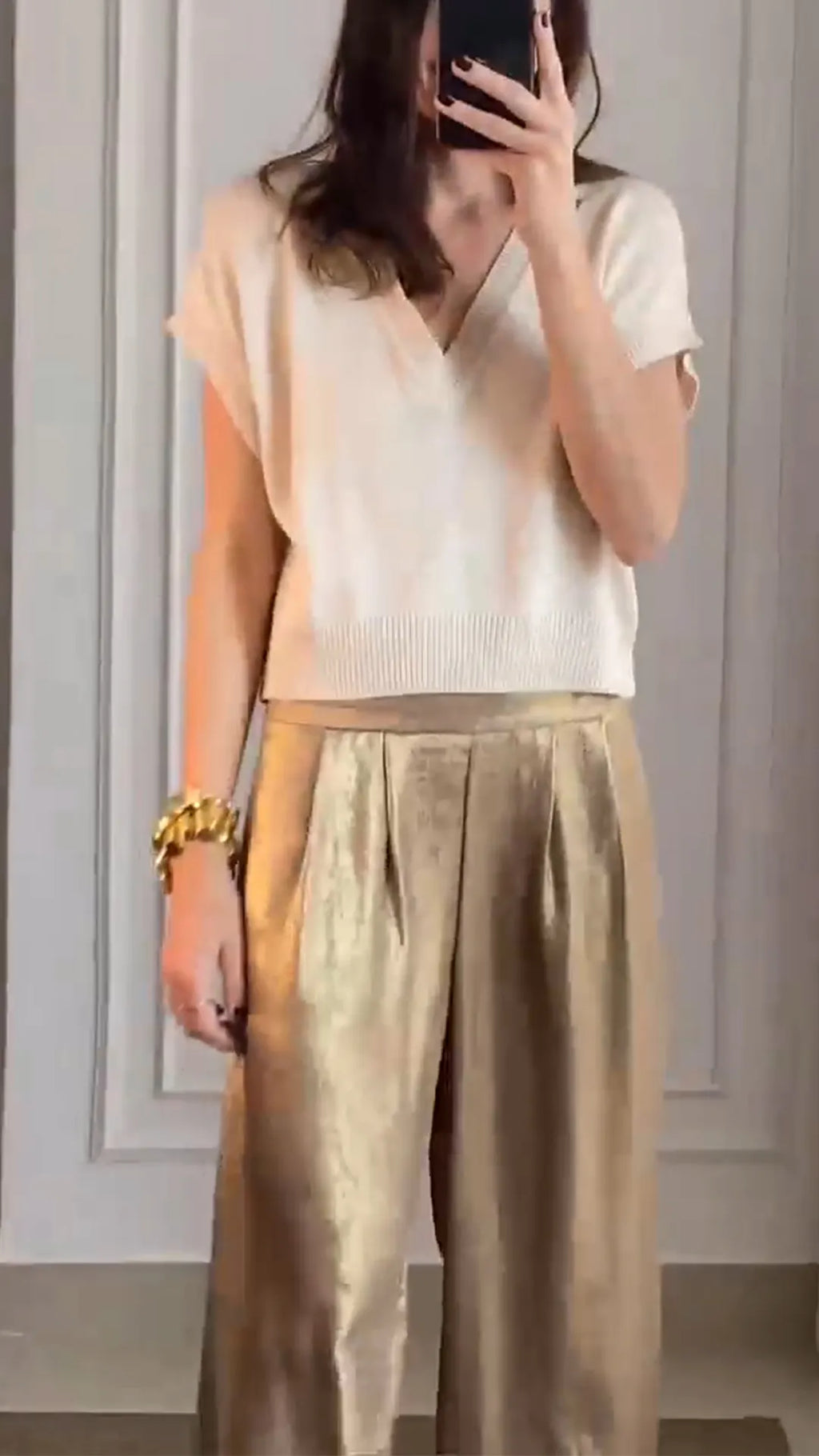 Ladies' V-neck Top + Pants Casual Suit
