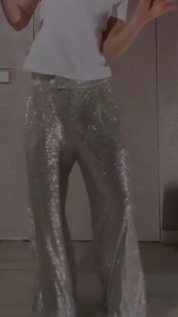 Womens Shimmering Casual Pants