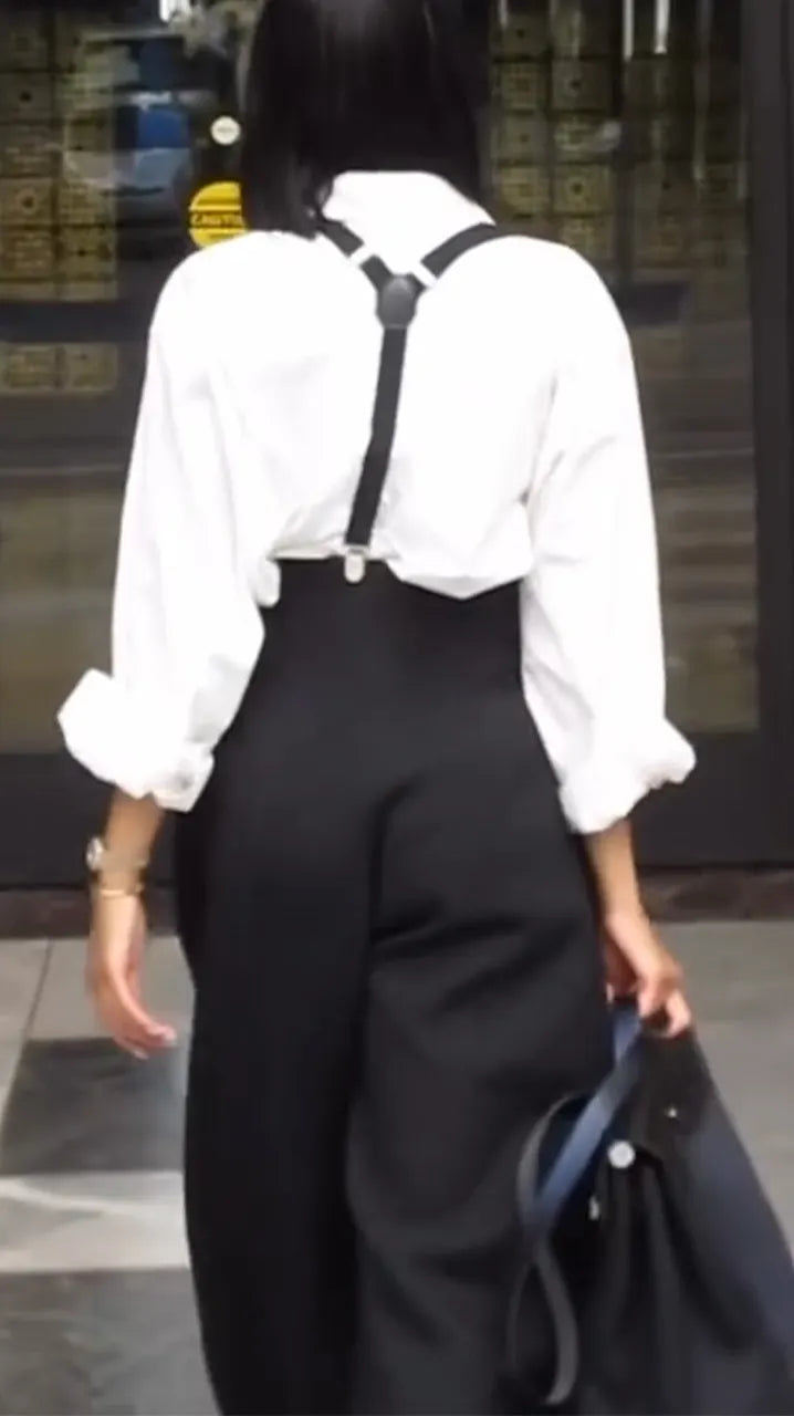 Women Laple Collar Shirt+ Overalls Casual Set