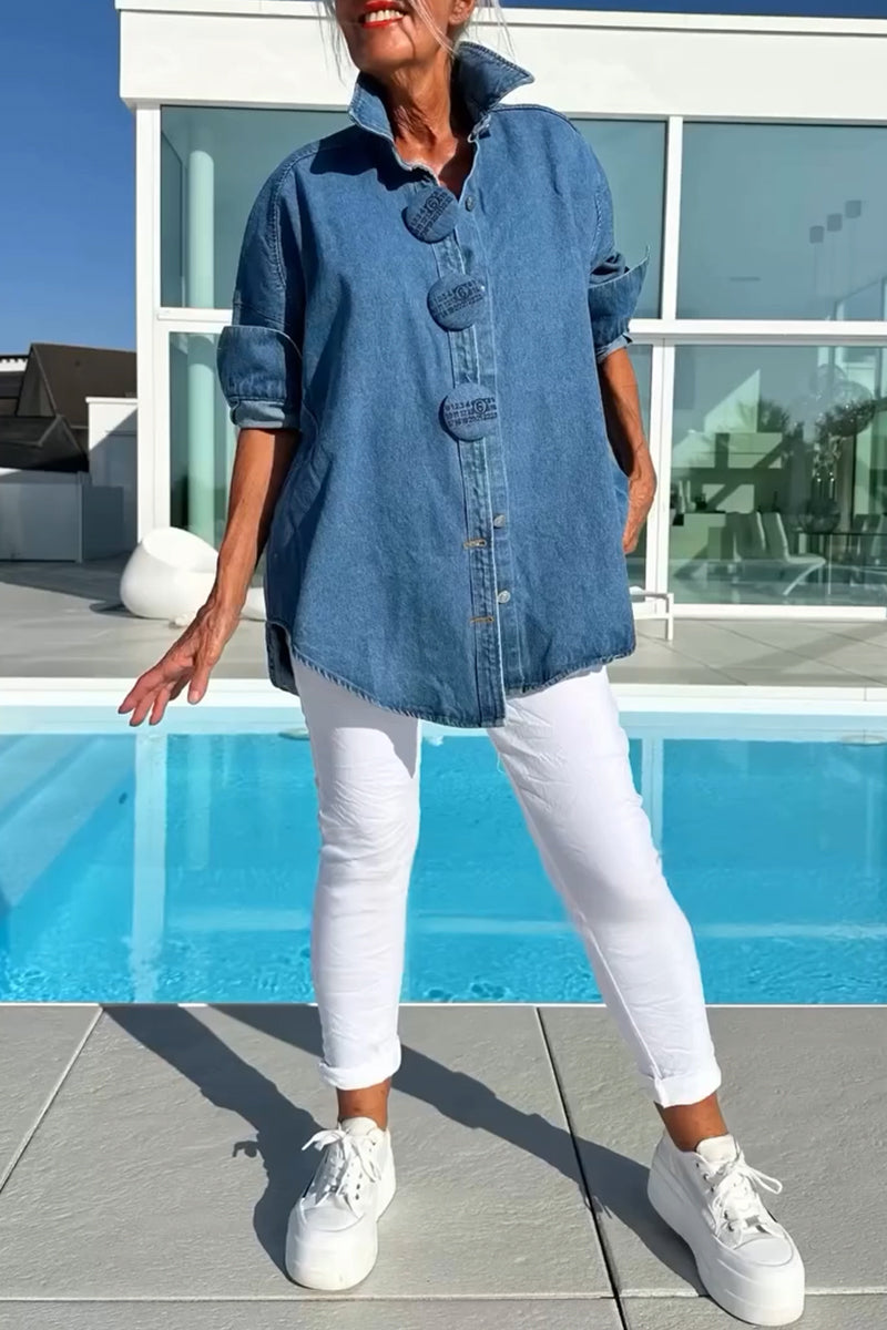 Women's Lapel Breasted Casual Denim Jacket