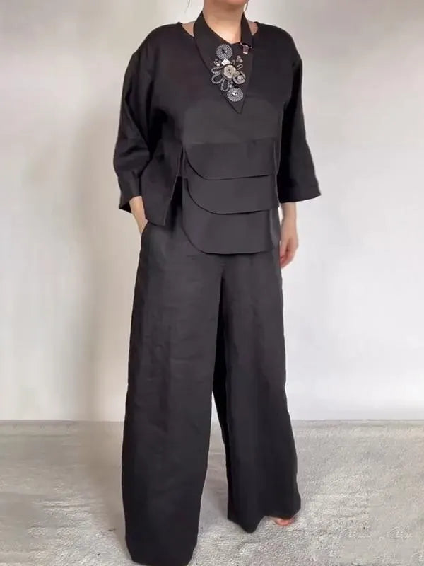 Women Stylish Plain Satin Three-pieces Set