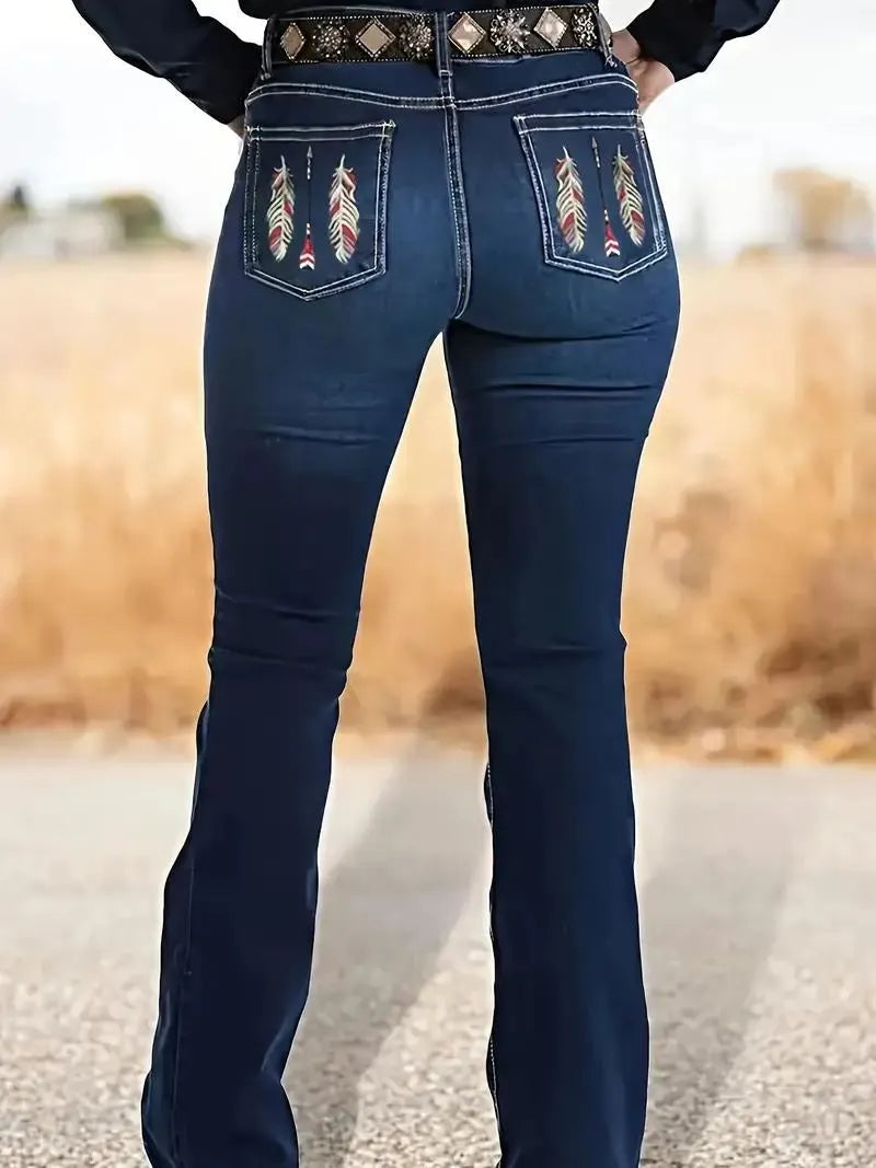 Women Wash Pocket Printed Casual Jeans