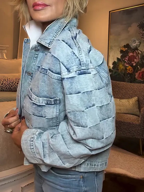 Womens Lapel-breasted Denim Casual Jacket