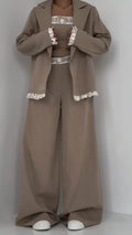 Women Splicing Printed Temperament Casual Three-piece Set
