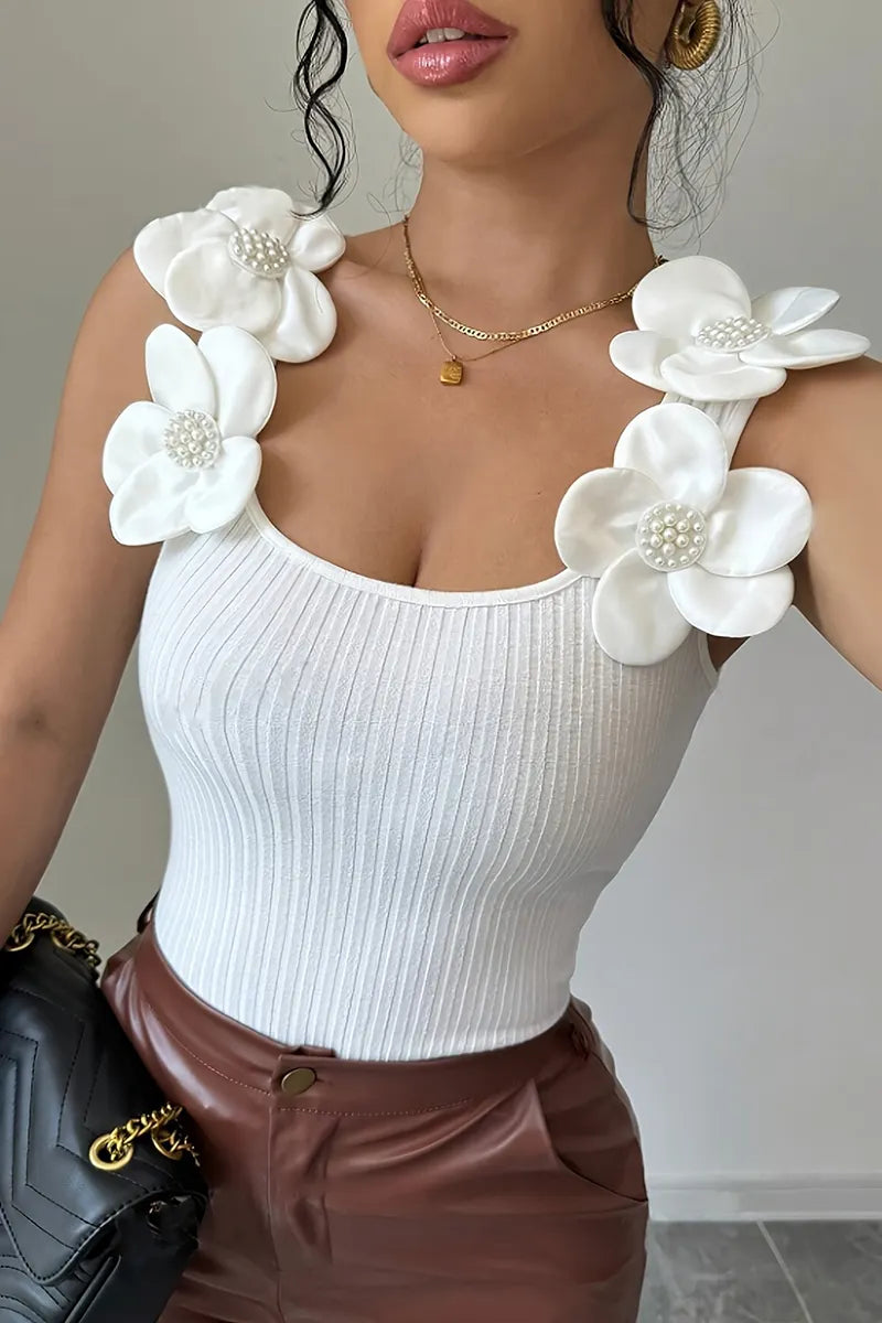 Women's Elegant 3D Flower Embellished Knitted Vest