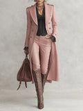 Military Style Dusty Pink Double-Breasted Longline Coat with Gold Buttons