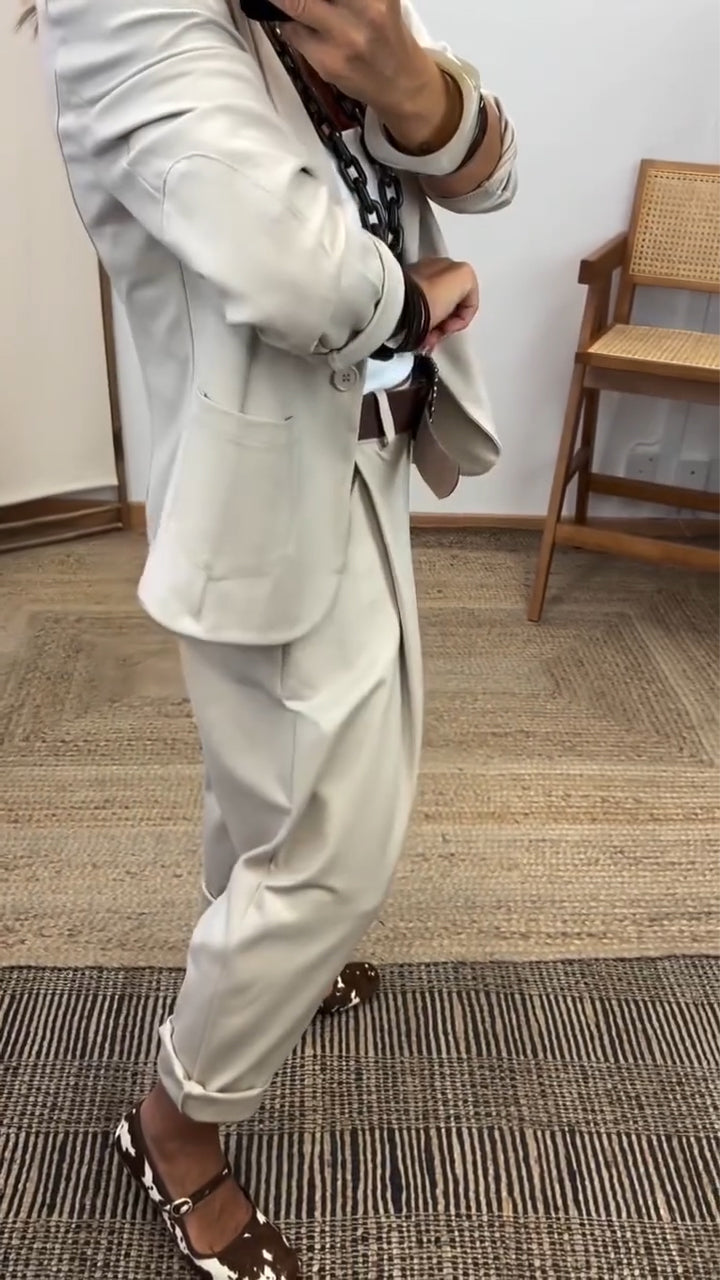 Women Collar Jacket+pants Temperament Commuting Suit