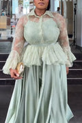 Women Elegant Temperament Spaghetti Strap Dress or See Through Lace Patterned Cardigan