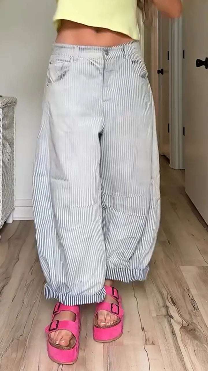 Women Vertical Striped Casual Pants
