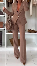 Women Laple Collar Jacket+ Pants Temperament Commuting Suit