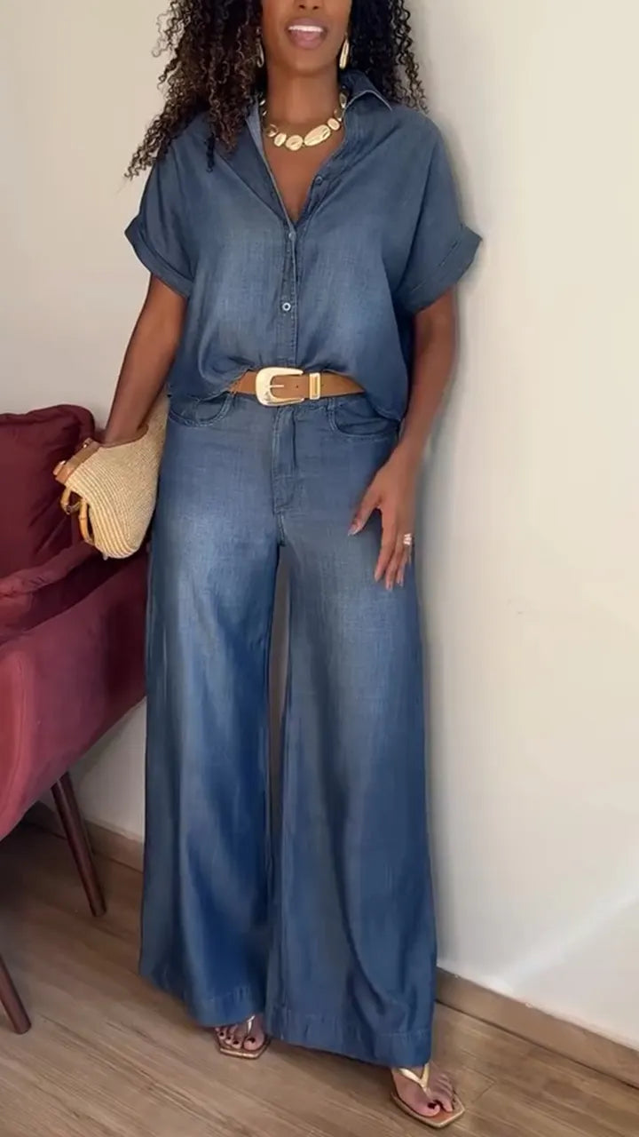 Women Laple Collar Wash Water Casual Suit