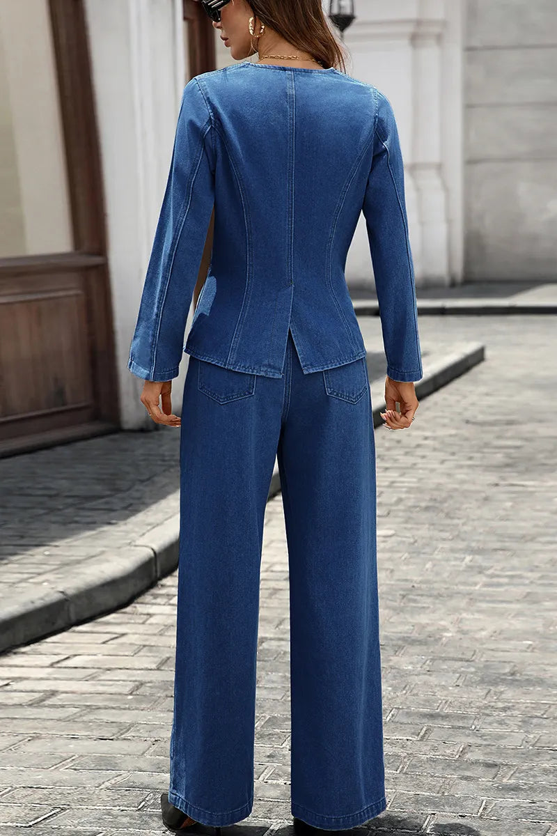 Casual Washed Long Sleeve Casual Denim Jacket
