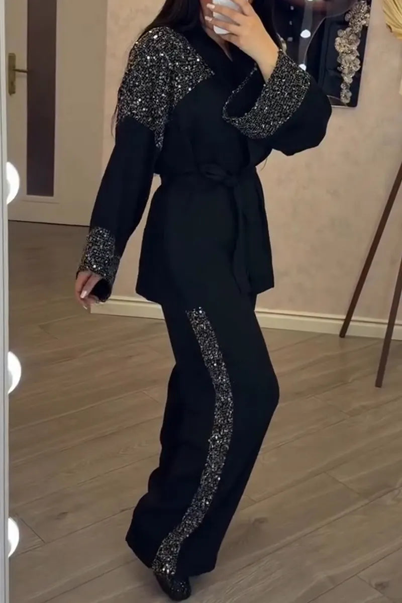 Women's Patchwork Sequined Jacket or Casual Pants