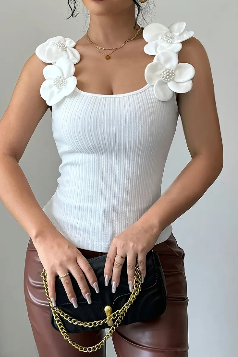 Women's Elegant 3D Flower Embellished Knitted Vest