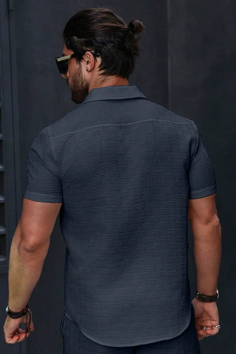 Men's Solid Color Single-Breasted Short Sleeve Casual/Business Shirt , Formal, Ceremony