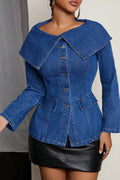 Women’s Vintage Wide-Lapel Denim Jacket