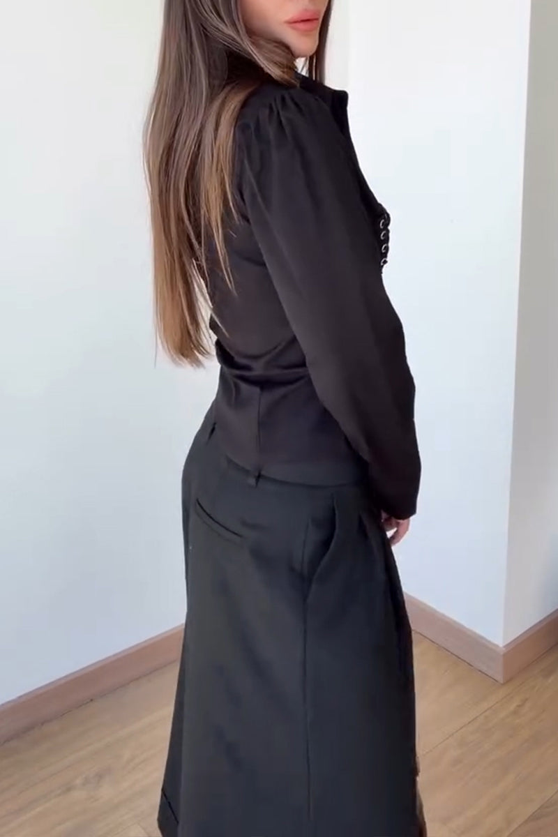 Women's Fashion Tie Decoration Long Sleeve Shirt
