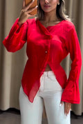 Women's Collar Spliced Double-layer Casual Top