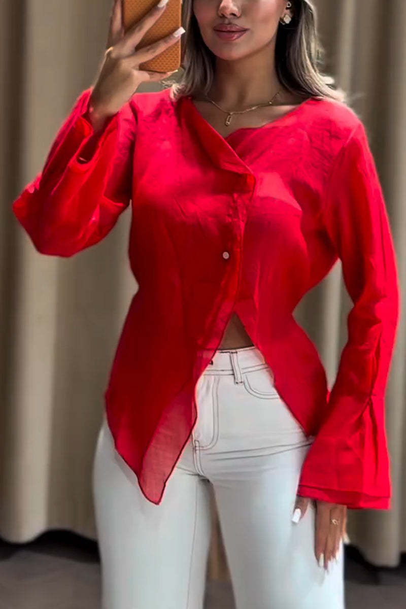 Women's Collar Spliced Double-layer Casual Top