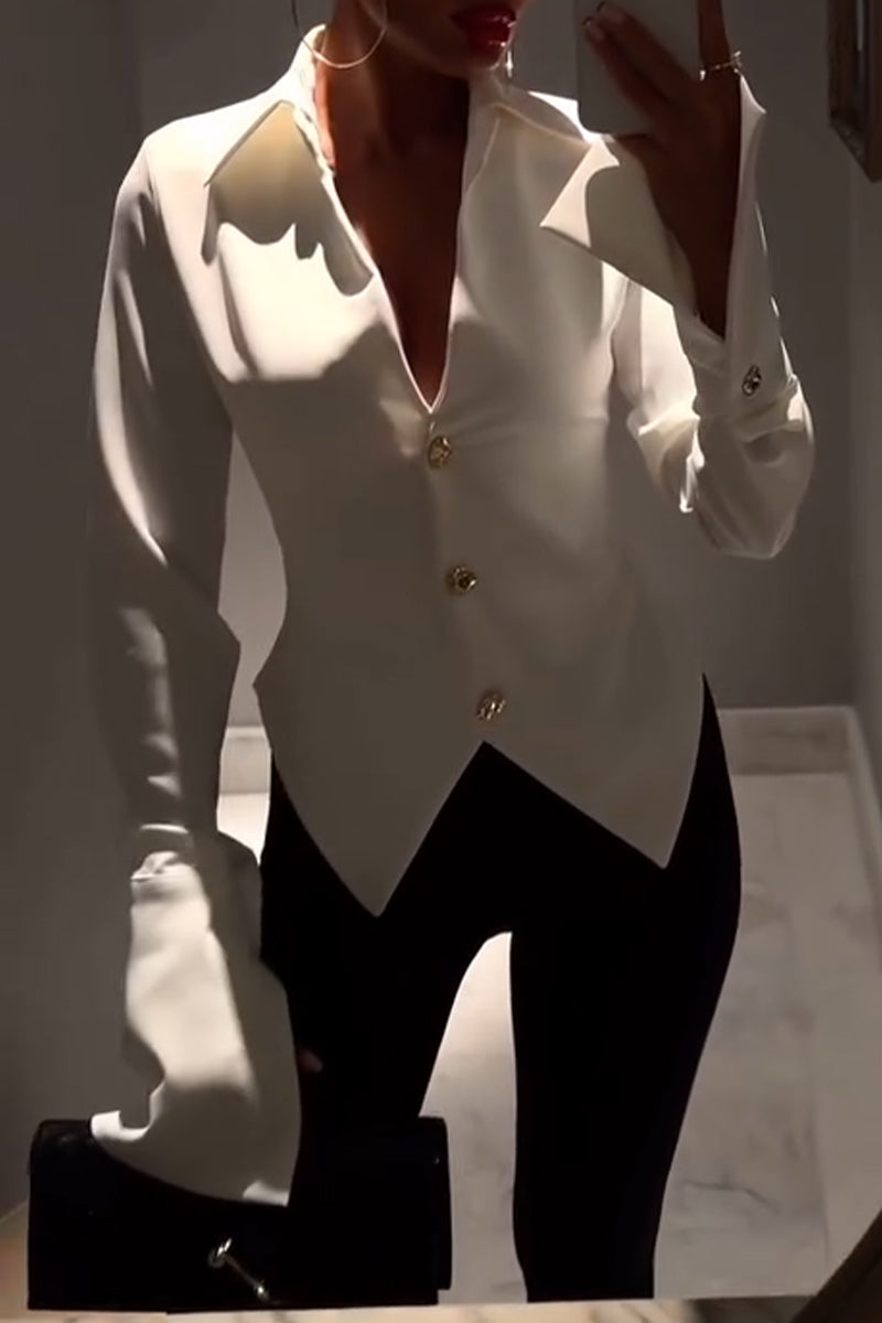 Women's Collar and Buckle Elegant Casual Shirt