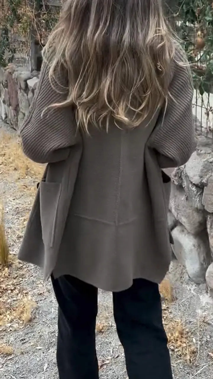 Ladies Collar Splicing Temperament Casual Coat