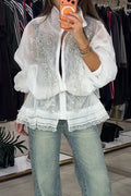 Women's Collar See Through Patchwork Sequin Casual Jacket