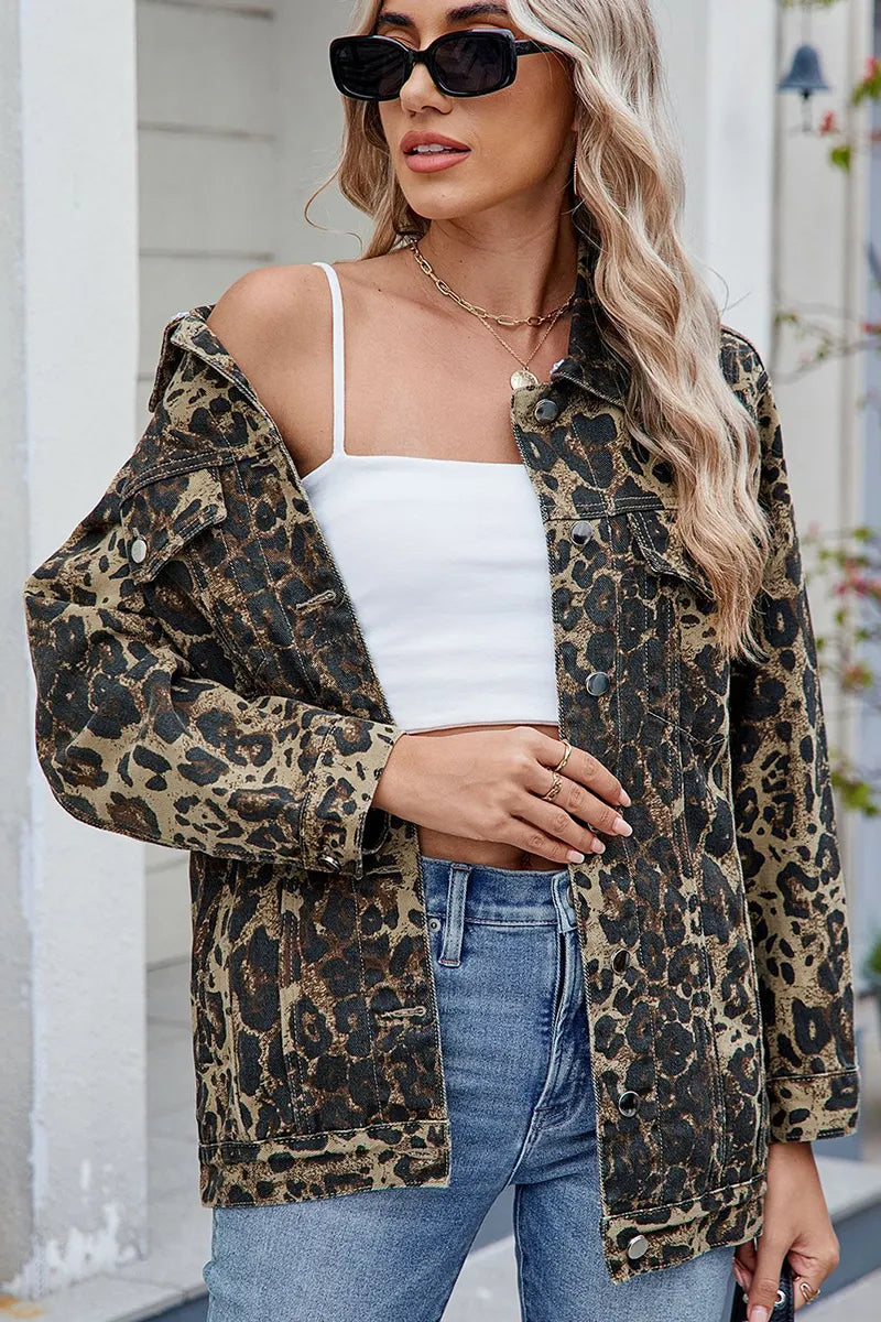 Casual Loose Fit Inside Patch Pocket Denim Jacket