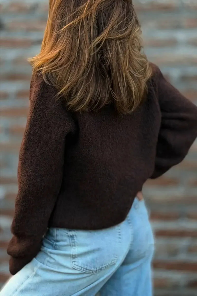 Women's Collar Denim Patchwork Casual Knit Jacket