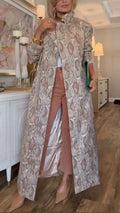 Womens Lapel Printed Temperament Casual Coat