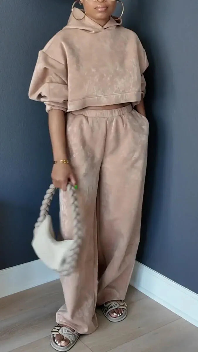 Women Hooded Top and Pants Casual Set