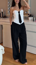 Women's Tie Vest + Trousers Fashion Suit