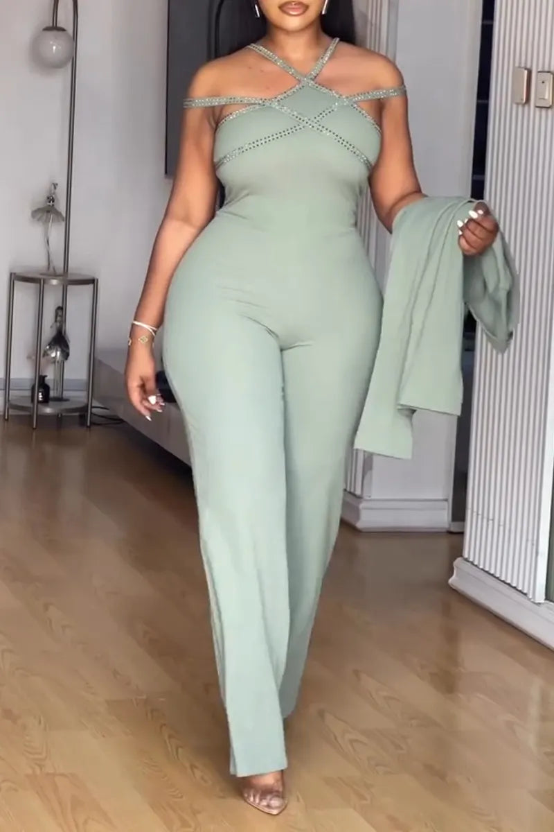 Wearing Rhinestone Jumpsuit or Jacket for Commuting with Feminine Temperament