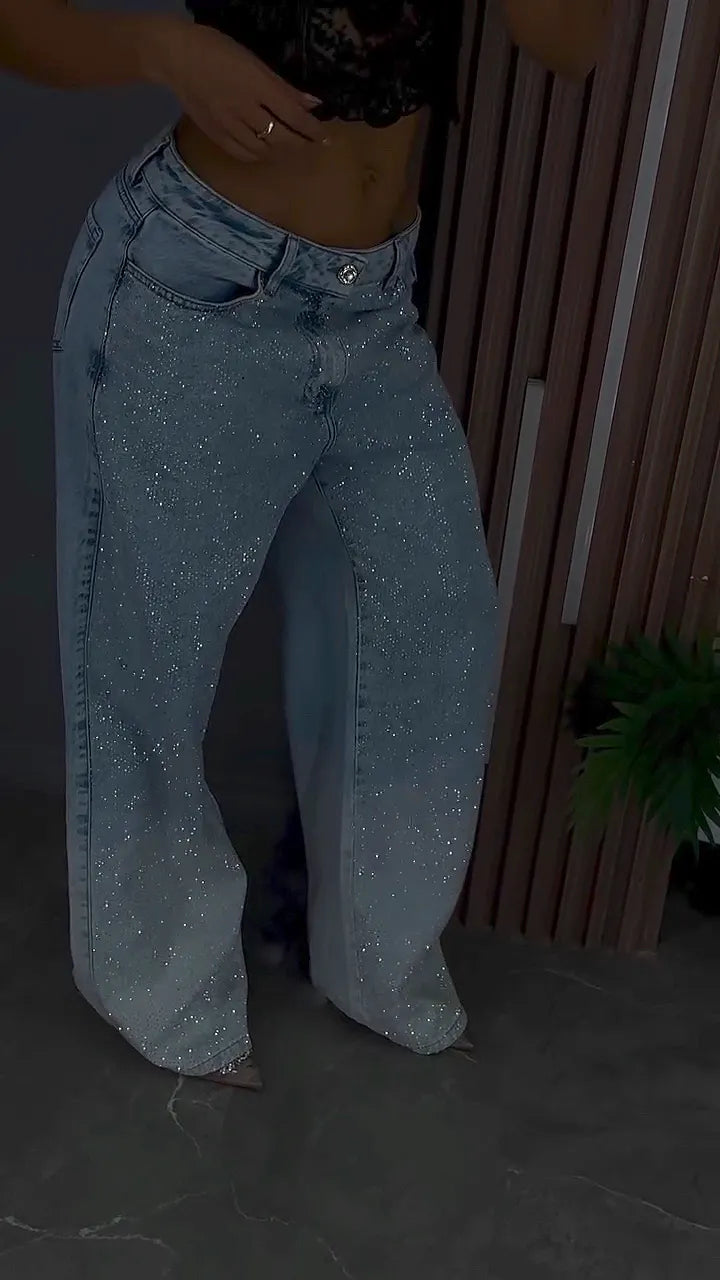 Women's Gradient Hot Diamond Casual Jeans