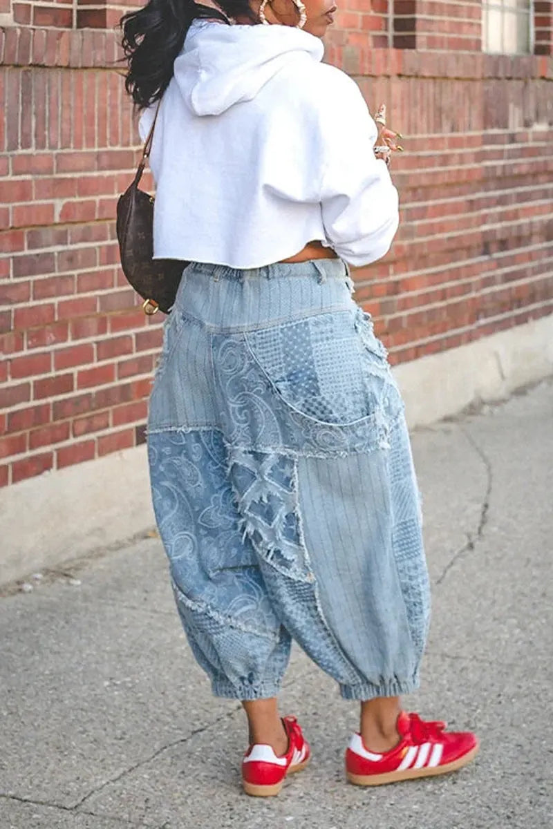 Ladies' Casual Patchwork Sports Jeans