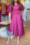 Women V-neck Patchwork Top+ Wide Leg Pants Elegant Casual Set