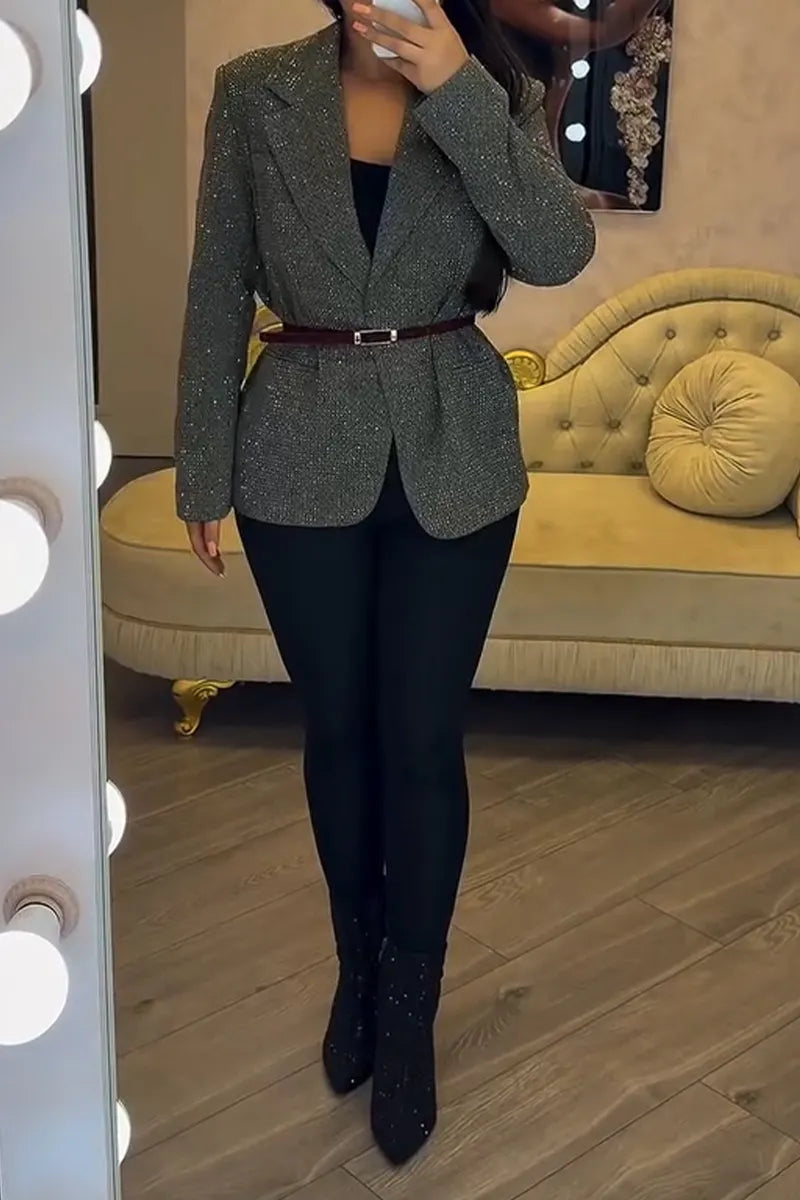 Women's Lapel Shimmer-Finish Temperament Commuter Blazer