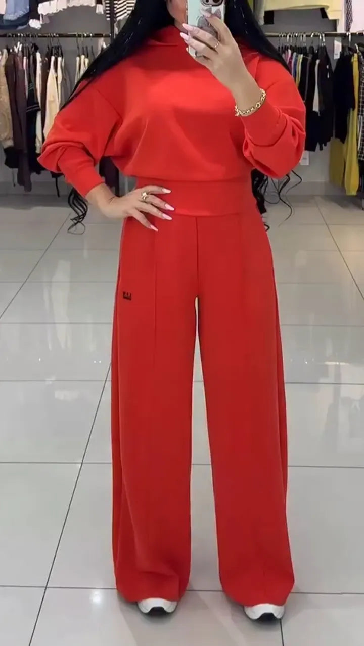 Women Round Neck Top+ Pants Casual Suit